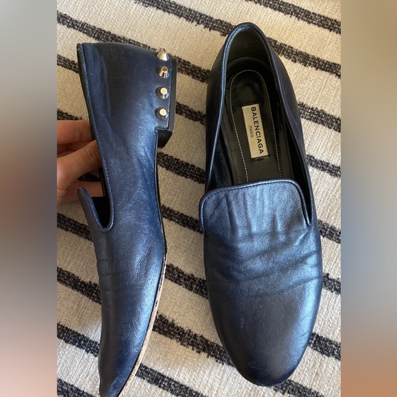 Balenciaga Shoes - Balenciaga leather studded accent loafers
